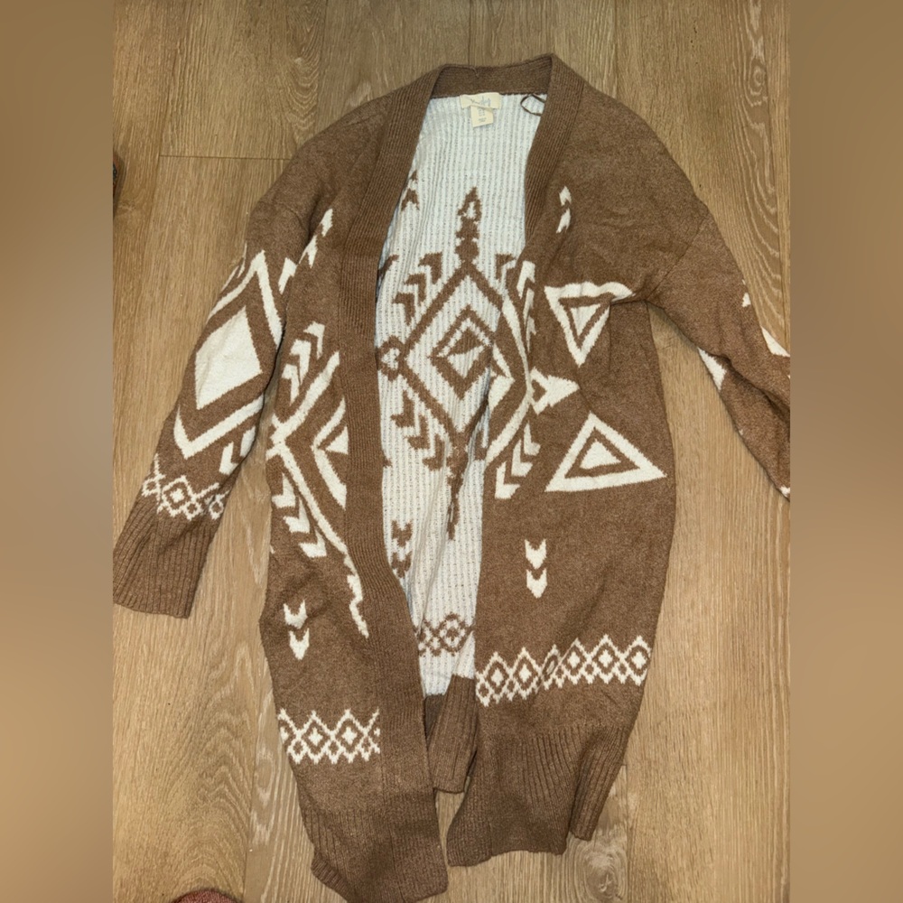 Women’s Open-Front Cardigan Sweater - Geometric Size M